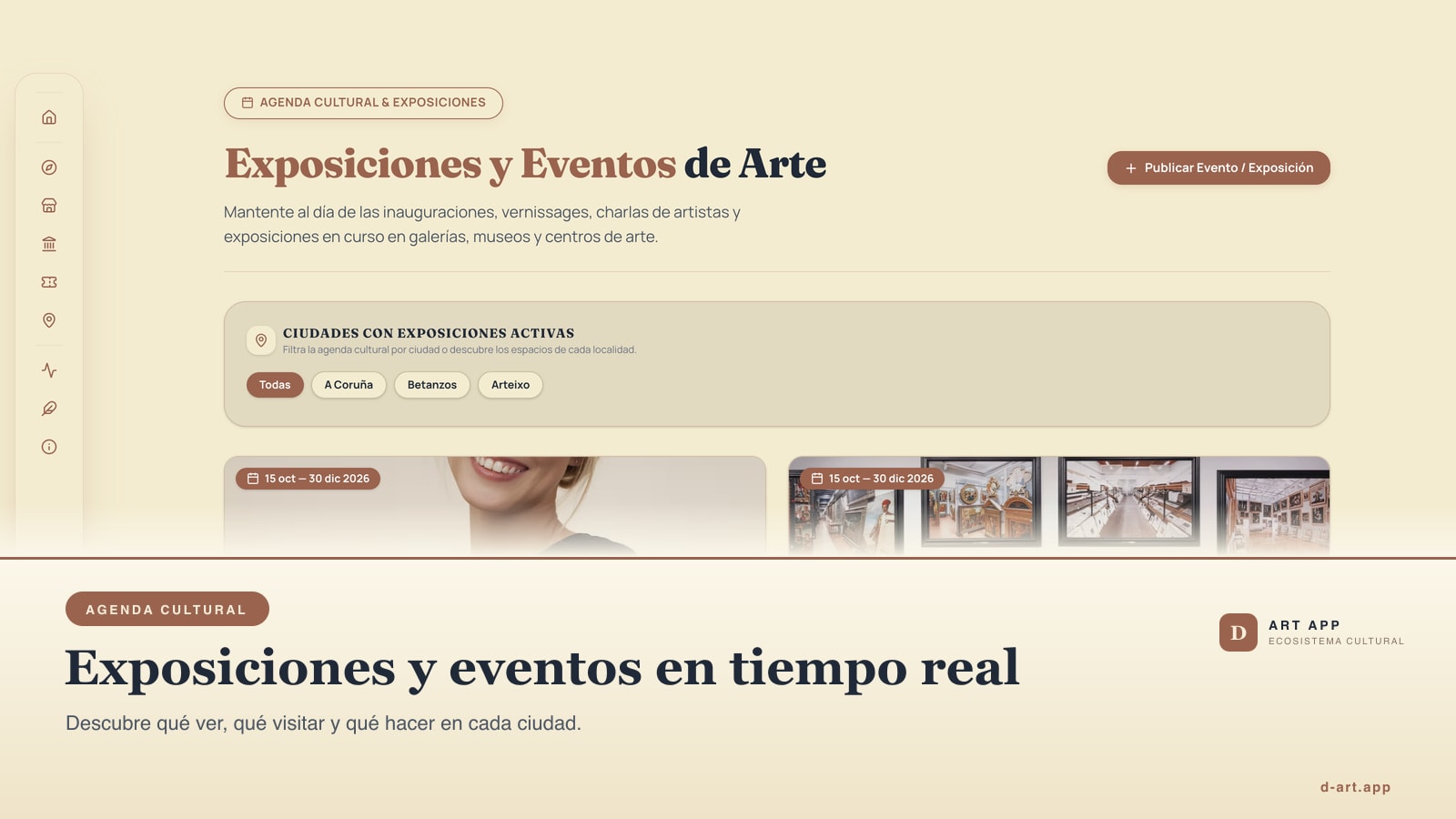 Agenda de exposiciones y eventos culturales en D Art App