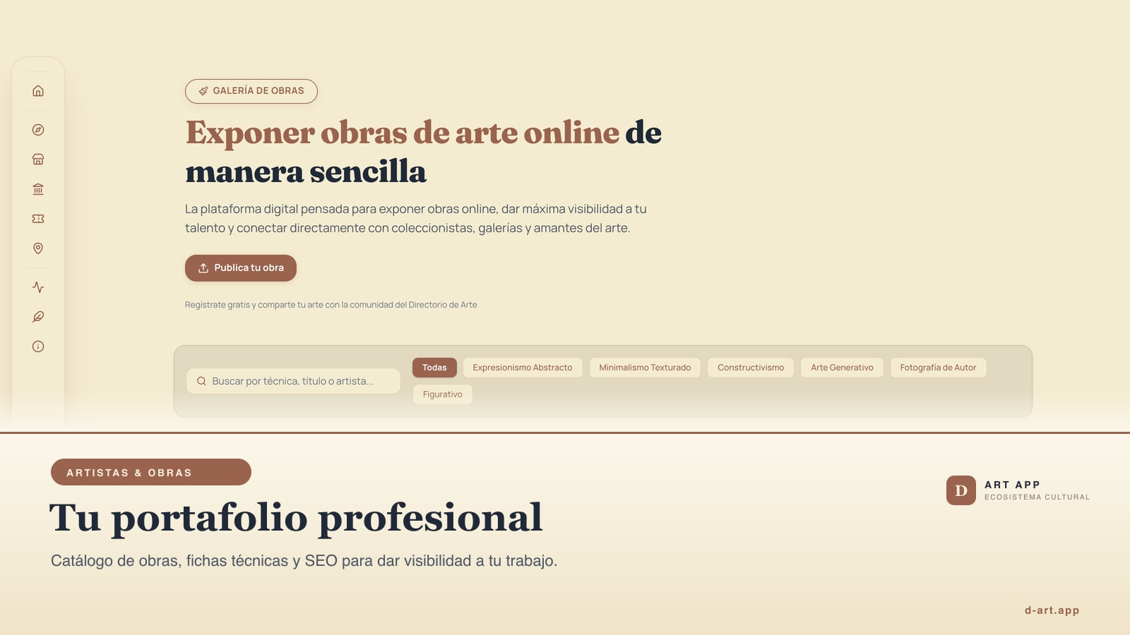 Catálogo de obras y perfiles de artista en D Art App
